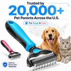 🐾Double-Sided Pet Grooming Brush – Hurtless Shedding & Dematting Undercoat Rake for Dogs and Cats