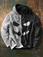 Men's  Halloween Contrast Hooded Drawstring Sweater