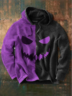 Men's  Halloween Contrast Hooded Drawstring Sweater