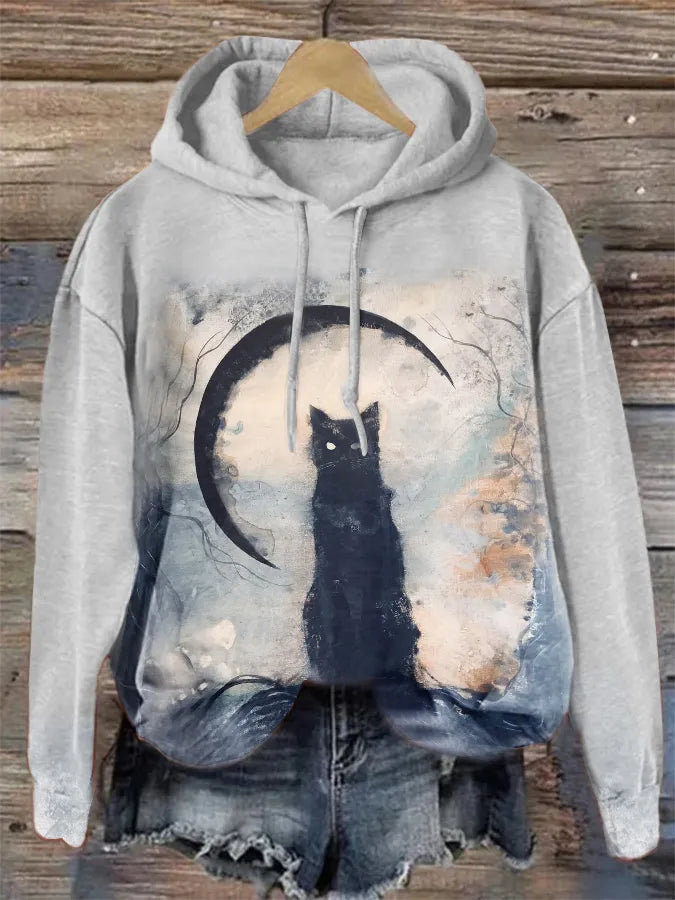 🔥🔥Halloween Vintage Cat Drawstring Sweatshirt