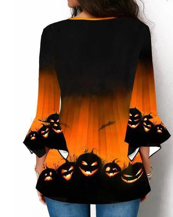Irregular halloween print top