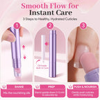 3-in-1 Cuticle Remover & Nail Strengthener Ceramic Cuticle Pusher Pen with Micro-Dosing Oil