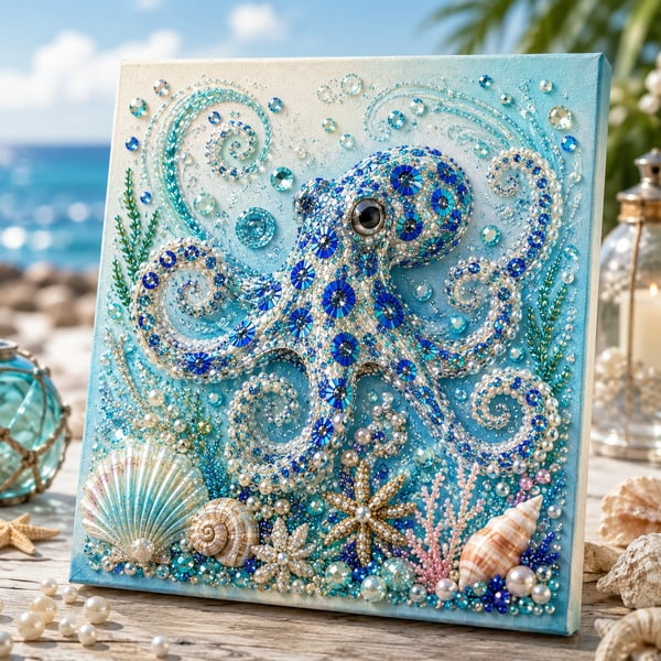 🔥Last Day 50% OFF - 🌊✨ Ocean Theme Pearl Art DIY Kit – Relaxing DIY Craft to Create Stunning Coastal Artwork
