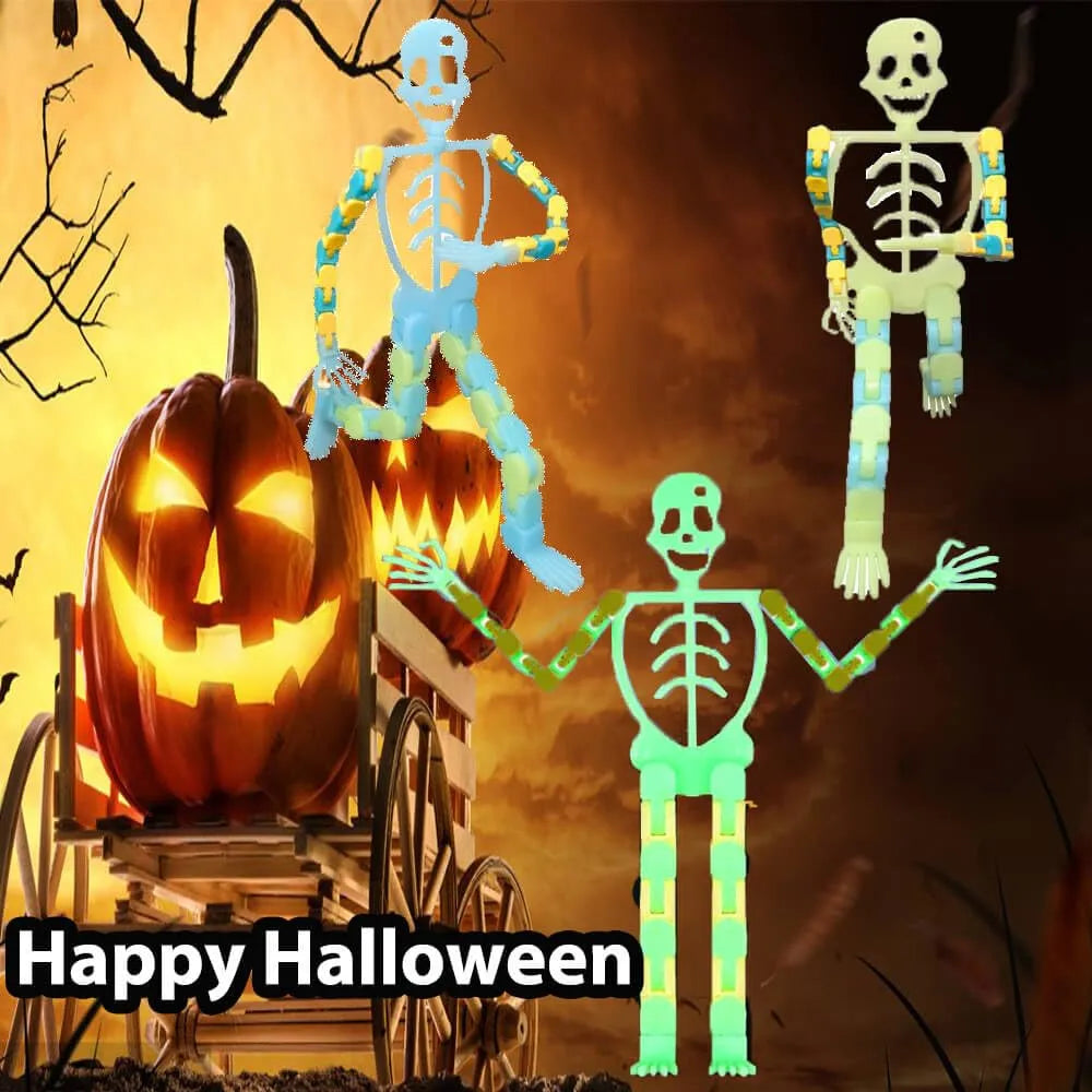 ✨Fluorescent Skeleton Man💀Halloween Decorative Transformable Skeleton Fidget Toy