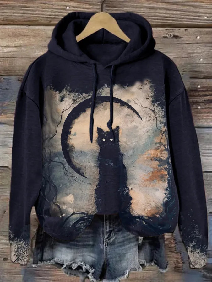 🔥🔥Halloween Vintage Cat Drawstring Sweatshirt