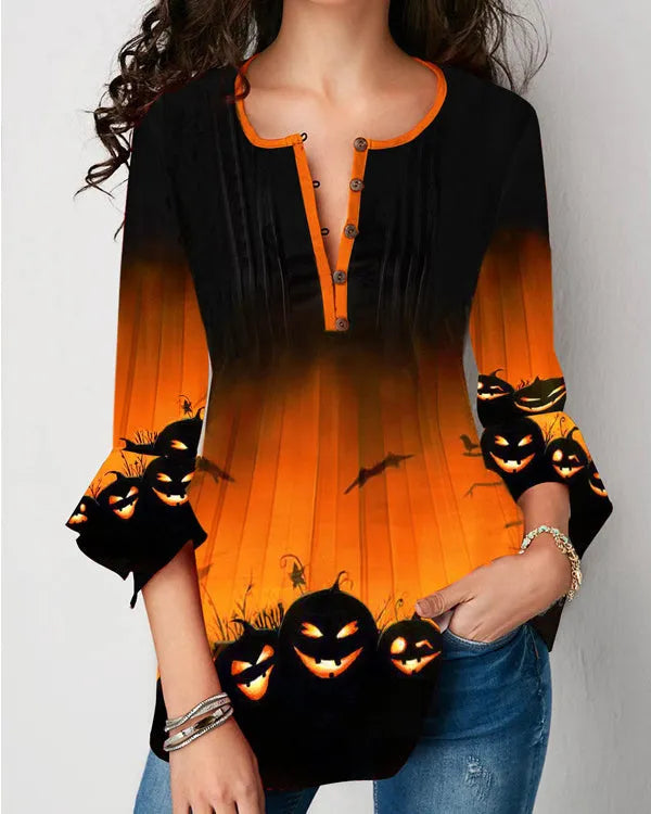 Irregular halloween print top