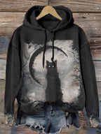 🔥🔥Halloween Vintage Cat Drawstring Sweatshirt