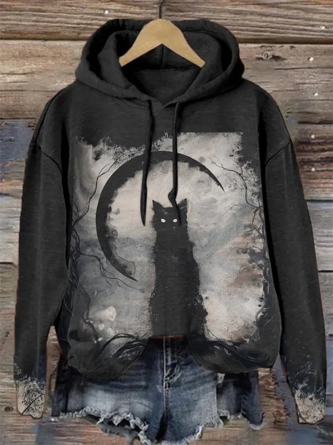 🔥🔥Halloween Vintage Cat Drawstring Sweatshirt