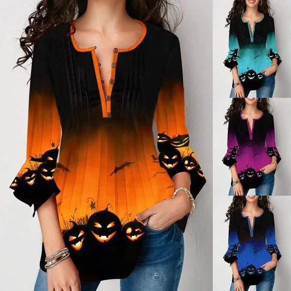 Irregular halloween print top