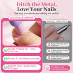 3-in-1 Cuticle Remover & Nail Strengthener Ceramic Cuticle Pusher Pen with Micro-Dosing Oil
