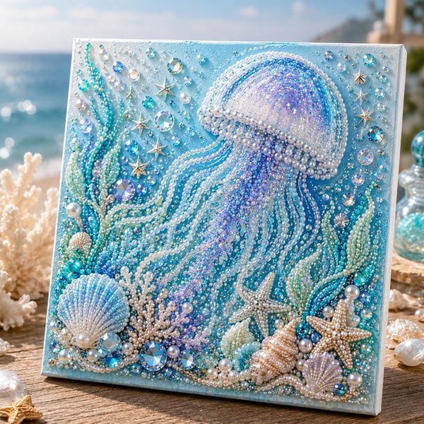 🔥Last Day 50% OFF - 🌊✨ Ocean Theme Pearl Art DIY Kit – Relaxing DIY Craft to Create Stunning Coastal Artwork